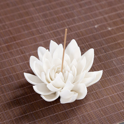 Incense Stick Burner | White Porcelain Lotus